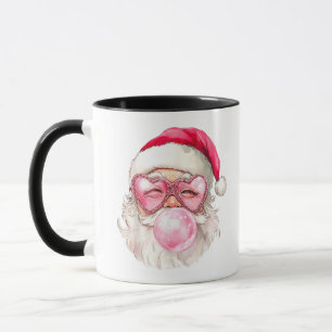 Caneca Óculos de Sol Rosa Chiclete de Natal do Papai Noel