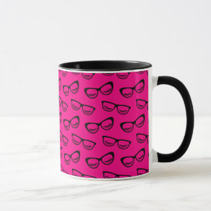 Caneca Óculos e pisca em preto a rosa