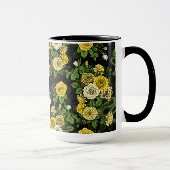 Caneca Oculto nas rosas, amarelo e verde (Direita)
