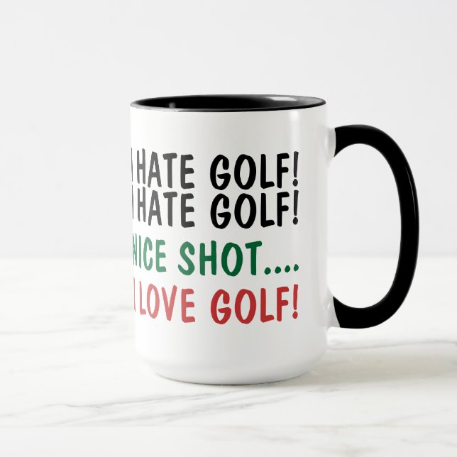 Caneca Odeio Golfe! Eu Adoro Golfe! Humor (Direita)