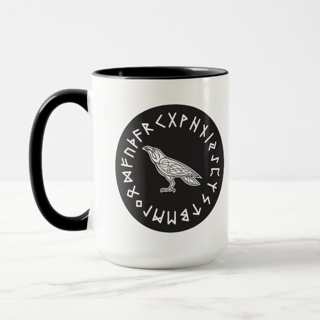 Caneca Odin Corvo do Corvo Mitologia Viking runas rúnico (Esquerda)