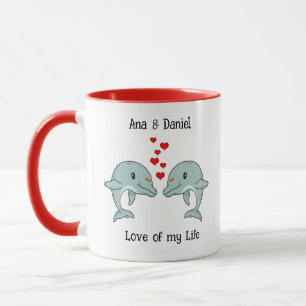 Caneca Oferta Personalizada de Casal de Golfinho Bonito
