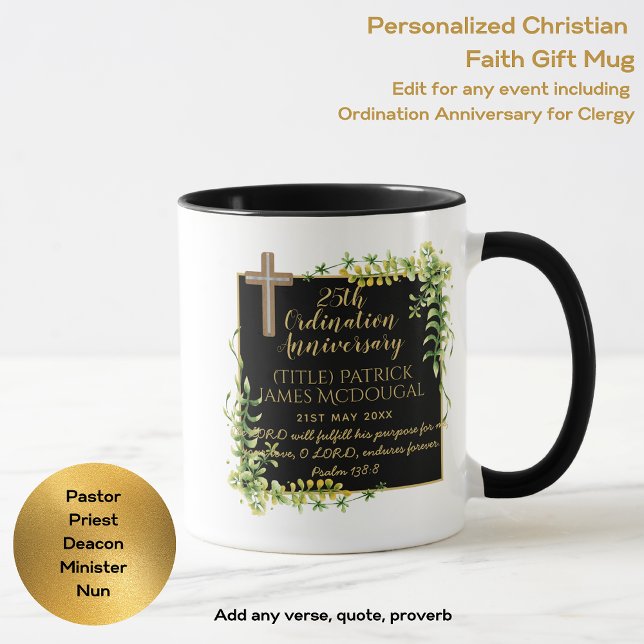 Caneca Oferta Personalizada do Padre de Ordenação de 25 (Criador carregado)