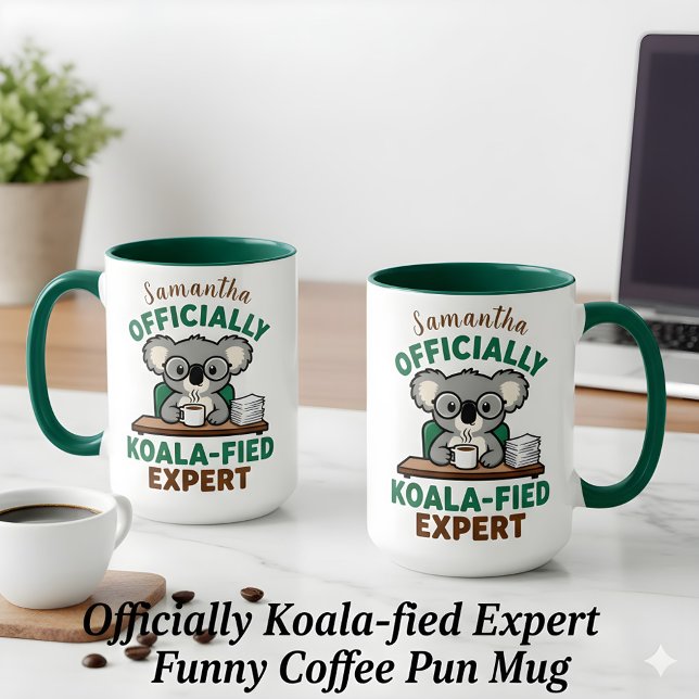 Caneca Officially Koala-fied Expert Funny Coffee Pun (Criador carregado)