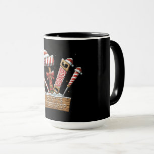 Caneca Oficina Engraçada do Papai Noel Ferramentas de Con