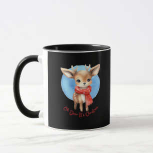 Caneca Oh Veado É Natal Design Clássico Retro