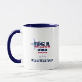 Caneca Ohio USA 1803 Blue Star Personalised Mug