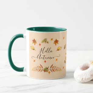 Caneca Olá, Autumn Fall Leaves e Pine