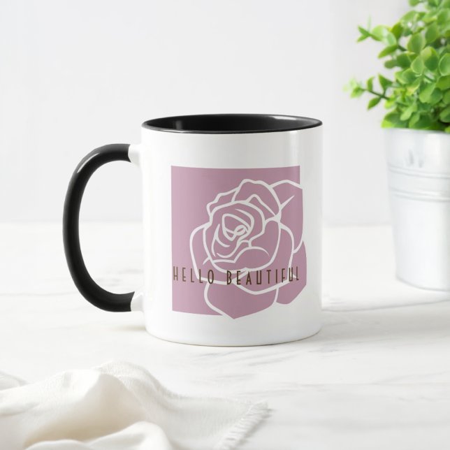 Caneca Olá Linda - Café Rosa Rosa Rosa Moderno (Criador carregado)