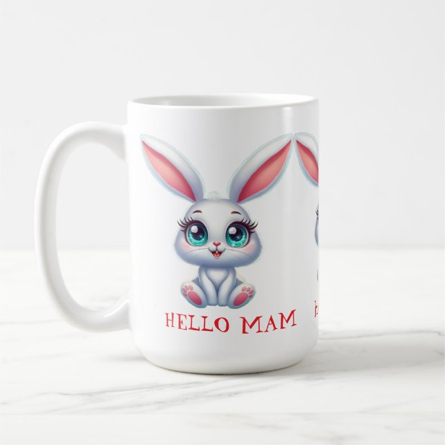Caneca Olá Mamãe – Xícara de Café Coelhinho Fofo (Esquerda)