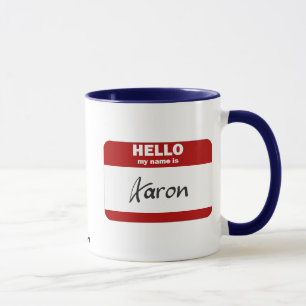 Caneca Olá! meu nome é Aaron (vermelho)