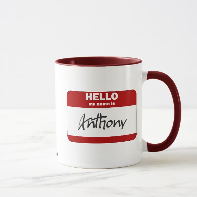 Caneca Olá! meu nome é Anthony (vermelho) (Direita)