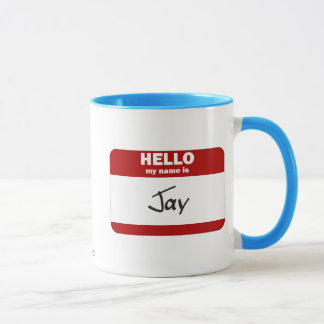 Caneca Olá! meu nome é Jay (vermelho)