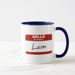 Caneca Olá! meu nome é Leon (vermelho)