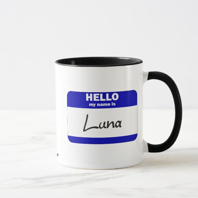 Caneca Olá! meu nome é Luna (azul) (Direita)