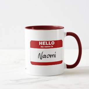 Caneca Olá! meu nome é Naomi (vermelho)