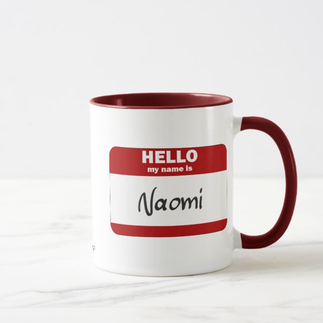 Caneca Olá! meu nome é Naomi (vermelho) (Direita)
