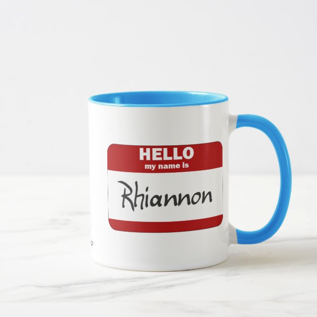 Caneca Olá! meu nome é Rhiannon (vermelho) (Direita)