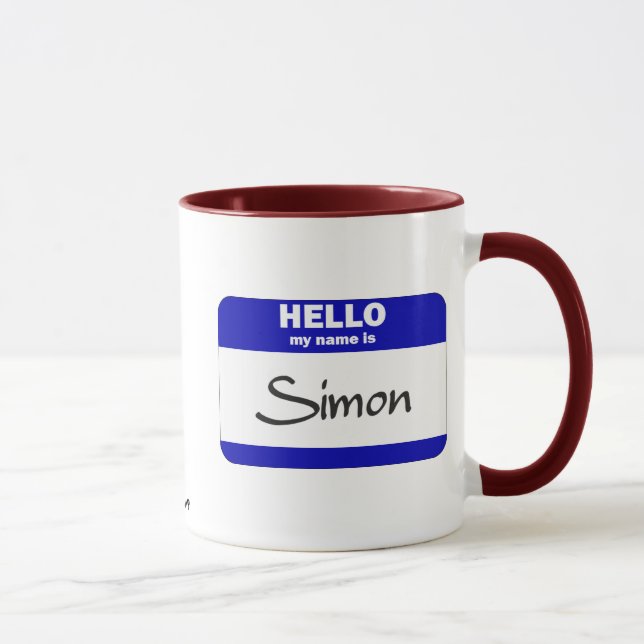 Caneca Olá! meu nome é Simon (azul) (Direita)