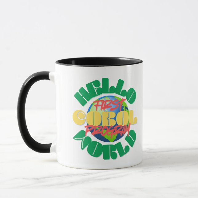 Caneca Olá Mundo Primeiro Programa de Programação Cobol (Esquerda)