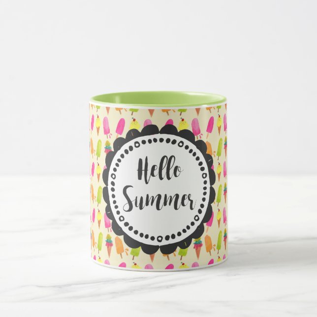 Caneca Olá, Popsicles de Tipografia de Verão e Sorvetes (Centro)