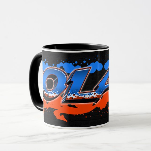 Caneca Olaf Vorname Name Graffiti blue orange Tasse (Frente Esquerda)