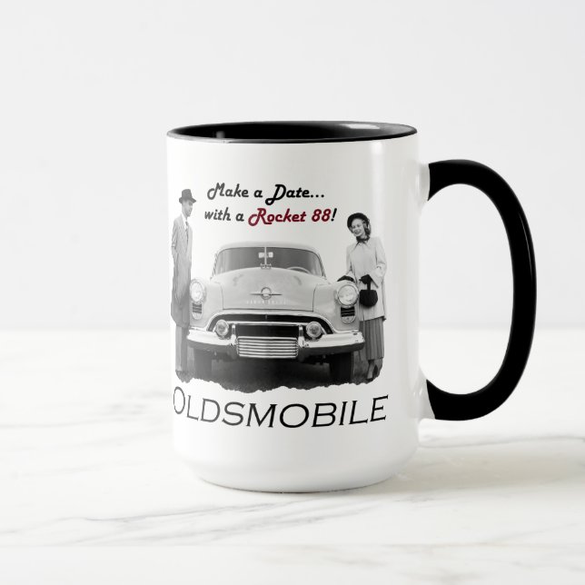 Caneca Oldsmobile "faz uma data… com um Rocket 88!" (Direita)
