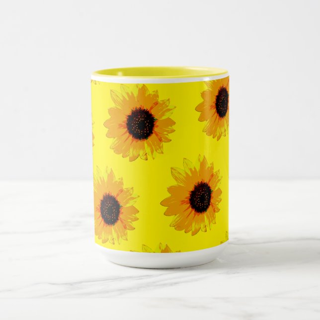 Caneca Óleo Amarelo Pintado Girassóis, Mug (Centro)