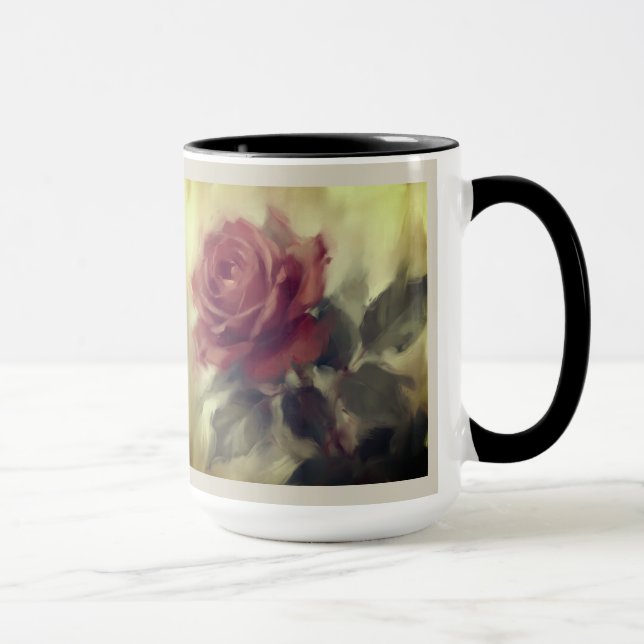 Caneca "Óleo Pintura de Rosa Única"  (Direita)