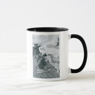 Caneca Olhando a luta na ilustração do monte de depósi