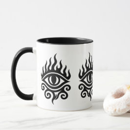 Caneca Olho tribal flamejante - Tatuagem de potência e vi