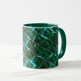 Caneca "Olhos enquadrados verdes", arranhões e grelha azu