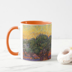 Caneca Olive Grove, Orange Sky, por Vincent van Gogh
