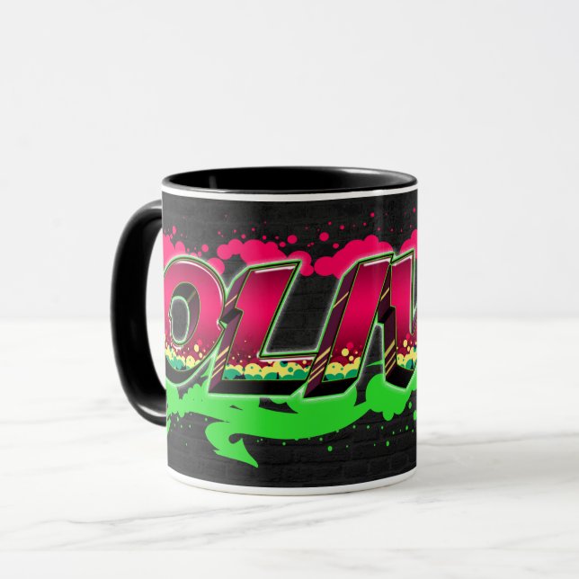 Caneca Olivia Vorname Name Graffiti red green Tasse (Frente Esquerda)