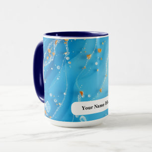 Caneca Onda Azuis Gelados Mar Metalizado Redemoinho