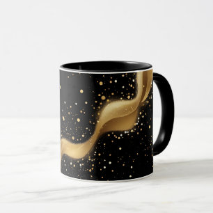 Caneca Onda de poeira Dourada mágica em preto