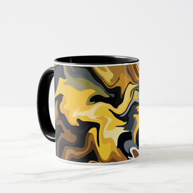 Caneca Ondas Abstratas Douradas (Frente Esquerda)