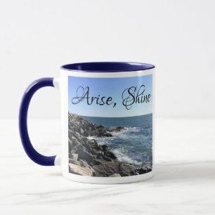 Caneca Ondas Bíblias Verso-Terras do Oceano Atlântico Azu