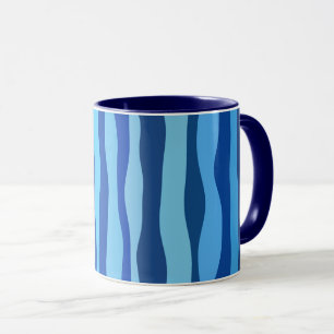 Caneca Ondas de Azul Ciano Azul Naval Cobalto Azul Céu