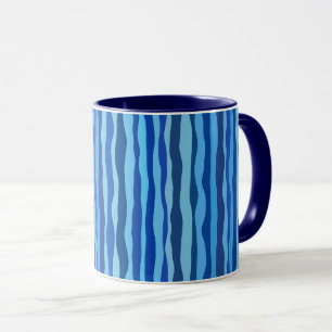 Caneca Ondas de Azul Ciano Azul Naval Cobalto Azul Céu