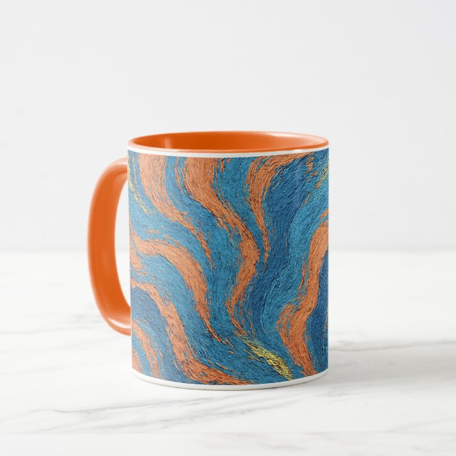 Caneca ondas de coral e índigo (Frente Esquerda)