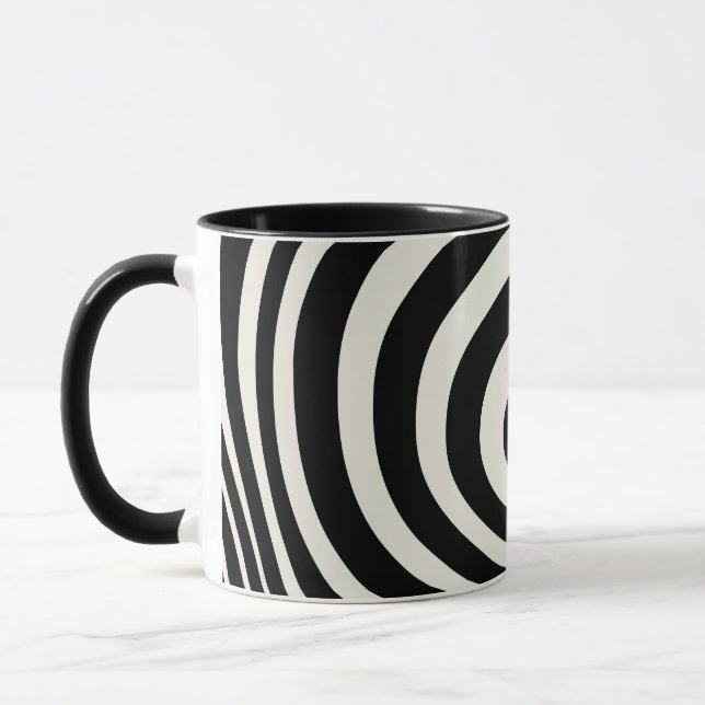 Caneca Ondas de estilo retrô preto e branco (Esquerda)