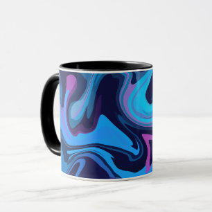 Caneca Ondas de Gradiente Fluido em Azul e Roxo