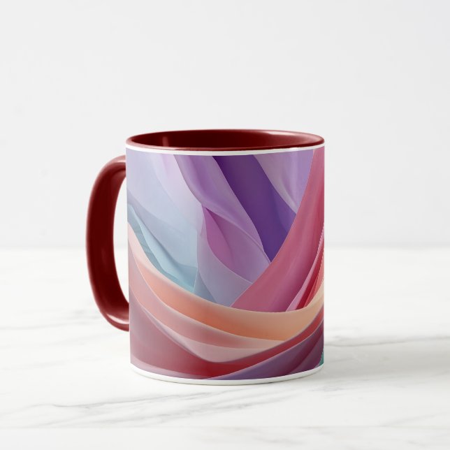 Caneca Ondas de Tecido Pastel Abstrato (Frente Esquerda)