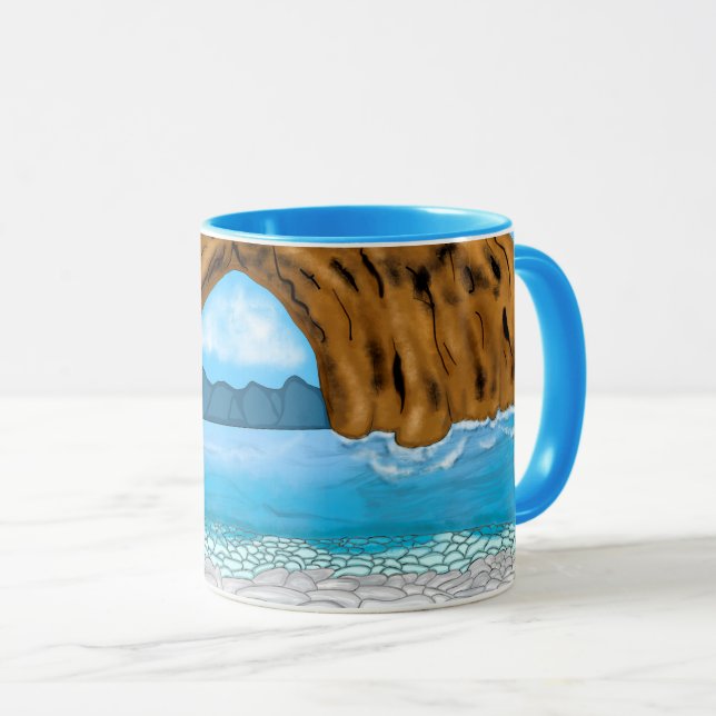 Caneca Ondas do Oceano e Desenho de Canyon Pacíficos (Frente Esquerda)