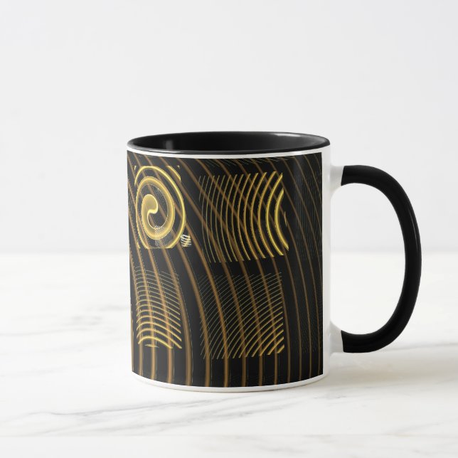 Caneca Ondas Douradas Hipnóticas Arte Moderna Abstrata (Direita)