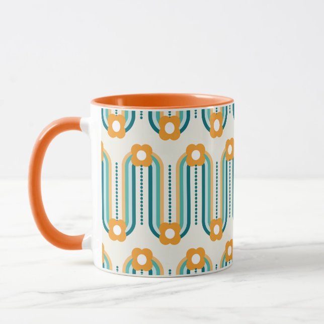 Caneca Ondas e flores retrorreflectoras, Teal, Aqua, Lara (Esquerda)