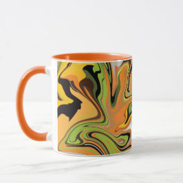 Caneca Ondas Fluídas Abstratas de Cores de Outono