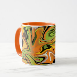 Caneca Ondas Fluídas Abstratas de Cores de Outono