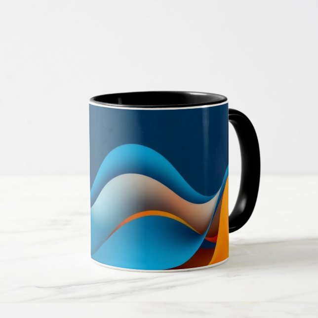 Caneca Ondas Laranja e Azul (Frente Esquerda)